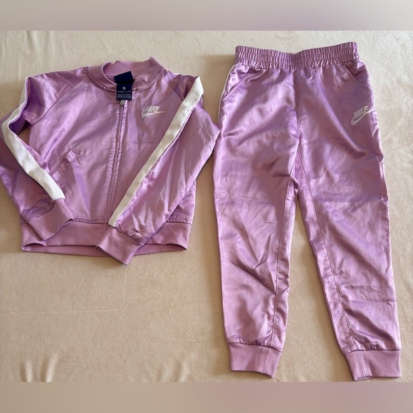 Nike Light Pink/Purplish Toddler Tracksuit with White Stripes - Picture 1 of 5